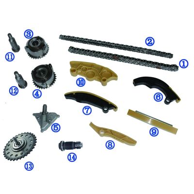 Kit Rantai Waktu Plastik PA66 / PA46 Untuk Ranger Rover Evoque Bensin PT204 2.0T 17-18