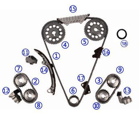Plastik PA66 / PA46 Timing Chain Kit Untuk INFINITI I30 VQ30DE V6 3.0L 2988cc 96-02