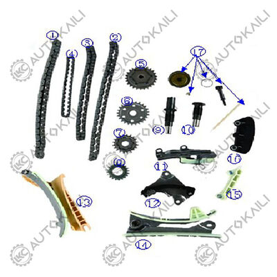 Plastik PA66 / PA46 Timing Chain Kit Untuk LR3 245Cu. In. V6 GAS Bensin 4.0L 05-07