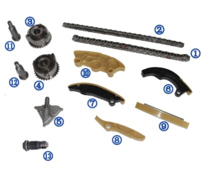 Kit Rantai Waktu Plastik PA66 / PA46 Untuk Ranger Rover Evoque Bensin PT204 2.0T 17-18